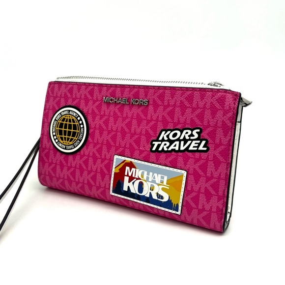 Michael Kors Large Double Zip Wallet Wristlet Dragonfruit (NWT) - Picture 1 of 9